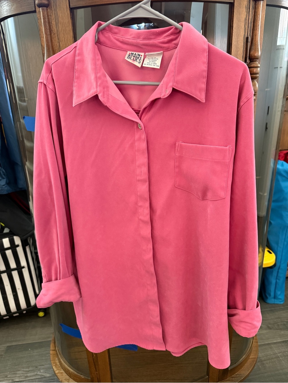 Vintage 1990’s- Women's 1X- Button-Up Shirt - Rose Pink